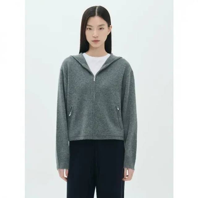 띠어리 띠어리 여성 캐시미어 크롭 집업 후드티셔츠 후디 라이트 챠콜 국내상품 GM0024102999088 376418