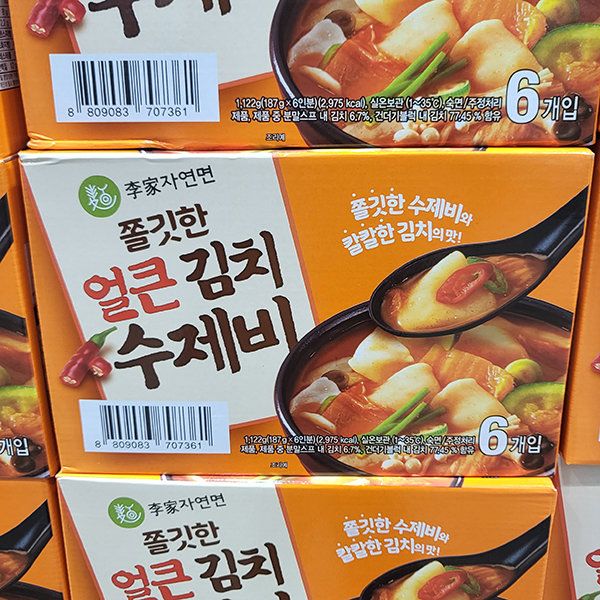 이가자연면 쫄깃한 얼큰 김치수제비 187g x 6입