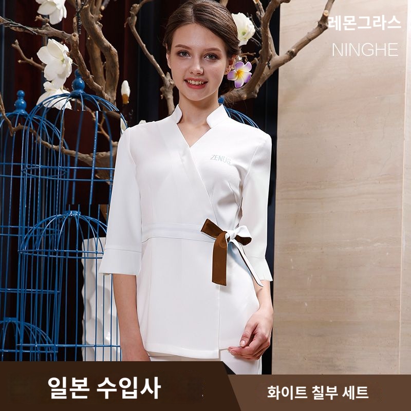 미용 피부관리사 부소매 유니폼 에스테틱 스파 7부 소매