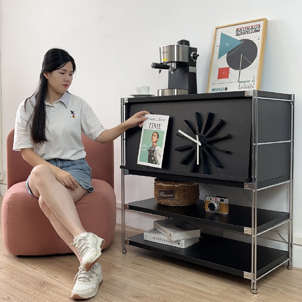 LP수납장 레코드판 LP장 우드 잡지 정리함 수납 스틸 책장 진열장