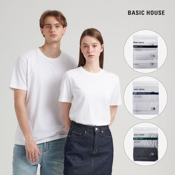 베이직하우스 베이직하우스 순면 반팔티 7장 스페셜 PACK SET 화이트5장 그레이1장 블랙1 110
