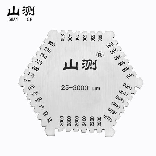 습식 필름 빗 육각 게이지 스테인리스강 페인트 두께 계량기 25 3000um 카드
