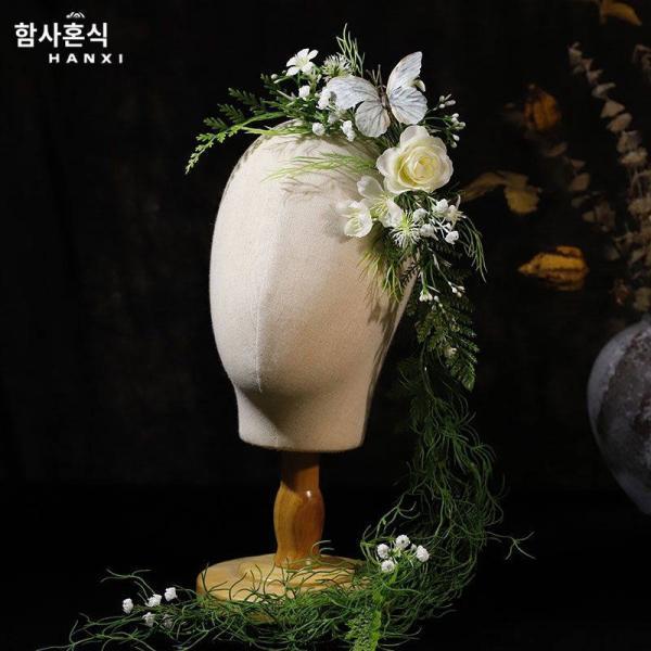 insson 상쾌한 조화 청록식 꽃 넝쿨 화환 머리 장식 스튜디오 웨딩드레스 여행 헤어 액세서리