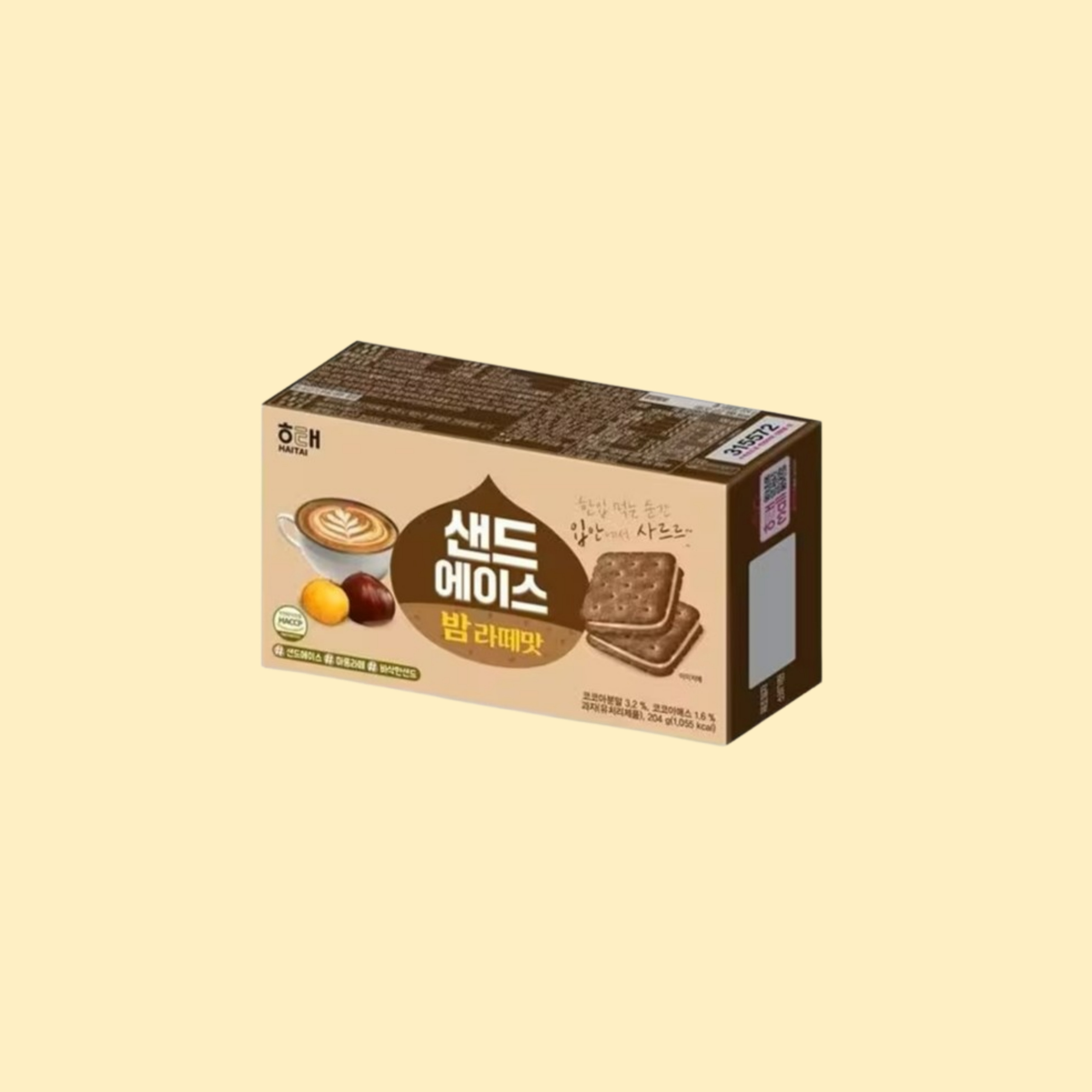 해태제과 해태제과 해태제과 쎄미홈 해태 샌드에이스 밤라떼맛 204g X 1개 신상과자