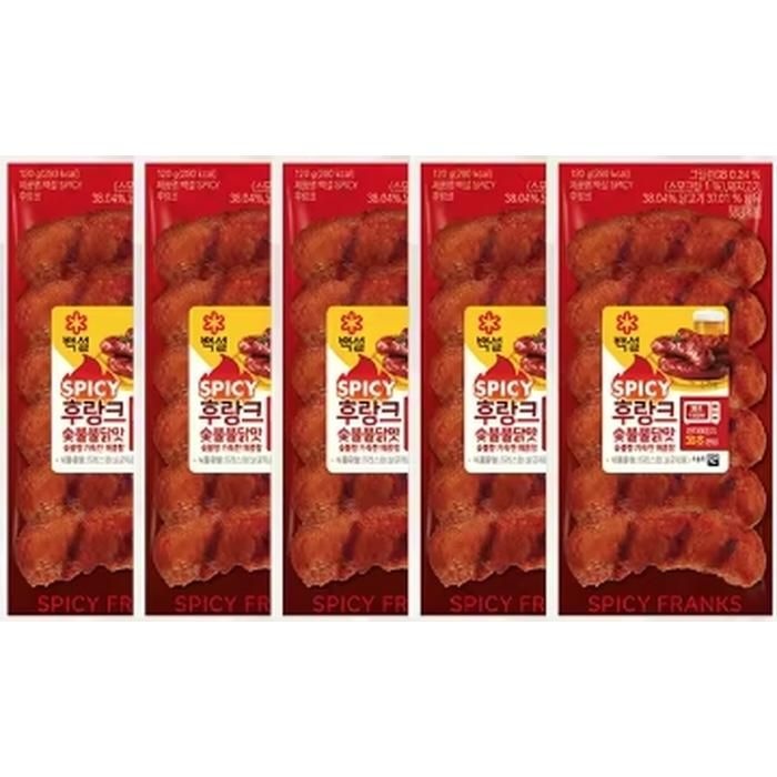 CJ 백설 숯불불닭맛후랑크 120G X 10개