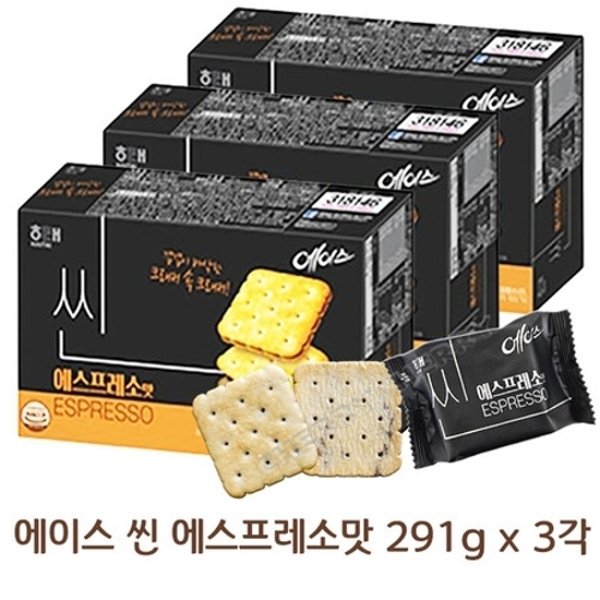 해태 에이스 씬 에스프레소맛 291g x 3각 박스안심포장 에이스과자 쿠키 비스킷 커피과자