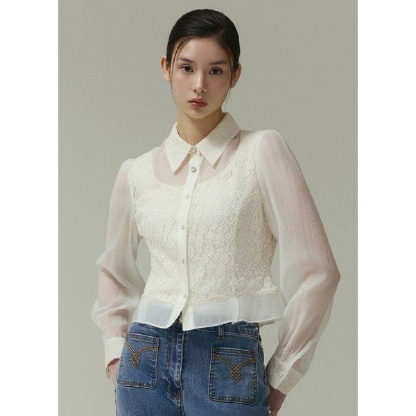 잇미샤 잇미샤 레이스 텍스쳐 블록 블라우스 ITP3WBL720