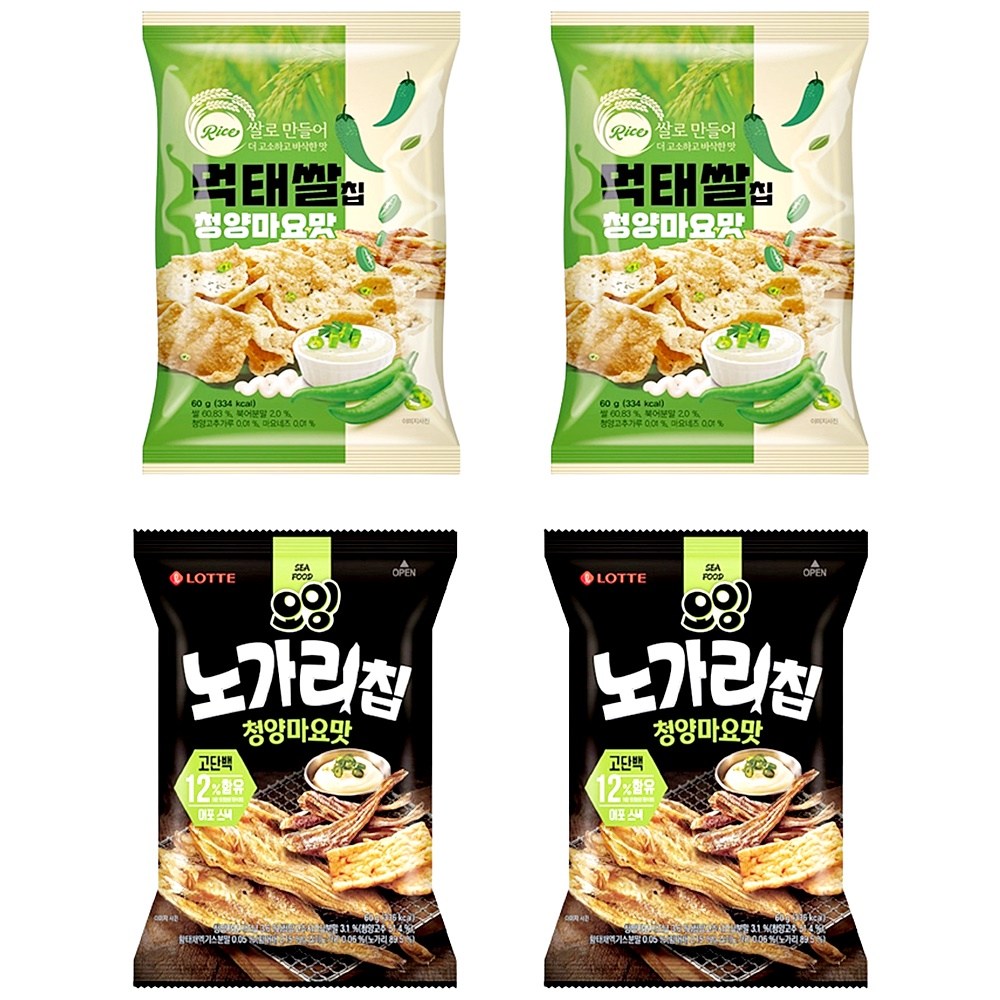 먹태쌀칩 오잉 노가리칩 청양마요맛 60g 4개 세트