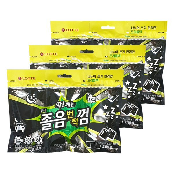 롯데웰푸드 롯데웰푸드 롯데제과 졸음번쩍껌 트윈리필 105g 3개