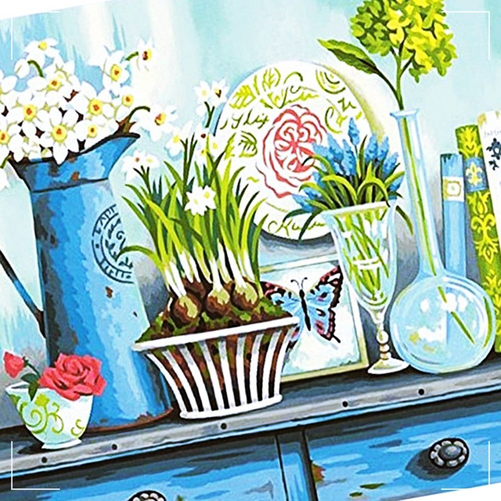 케이엠엘리 키친 플라워 캔버스 보석십자수 40x50 꽃 캔버스 UWB8F7B7A