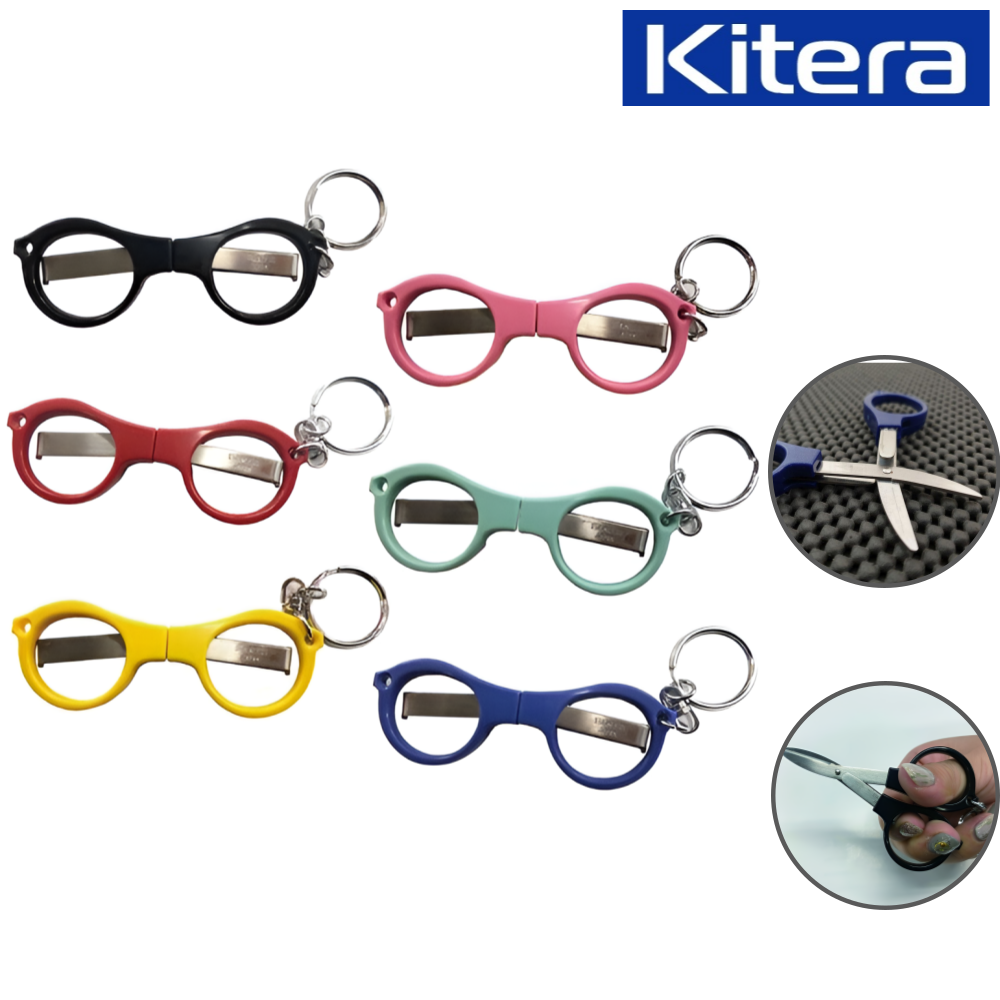 키테라 KITERA 키테라 접이식 안경합사가위 낚시가위 문구가위 스테인리스 사무 등산 캠핑 휴대용 미니가위 일본산 1개