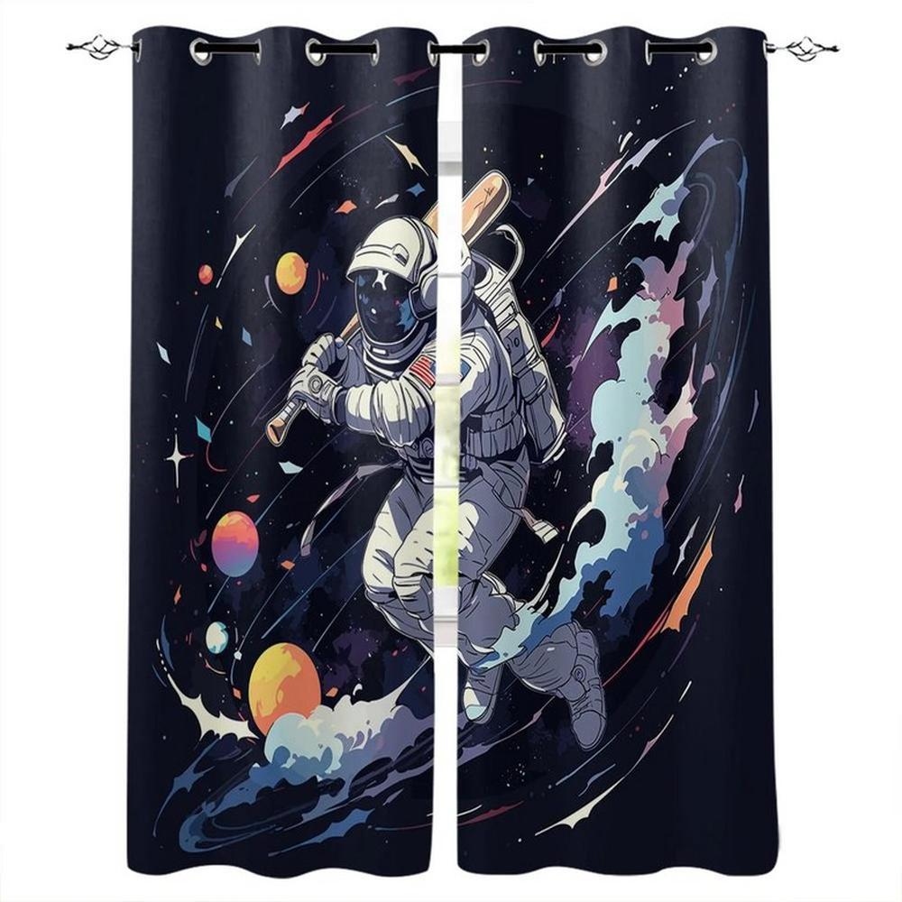 스포츠 스타일 축구 농구 커튼 창문 드레이프 거실 침실용 모던 인쇄 1개 13 W135 x H185cm x2