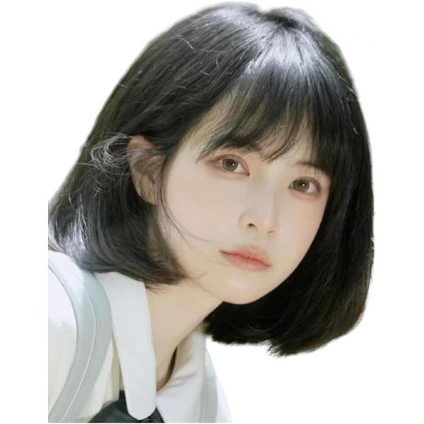 3510182 가발 인모 내츄럴 연출 스타일 귀여운 공주 쇼트 보브 풀위그 여성 멋쟁이 짧은머리 일상 스트레이