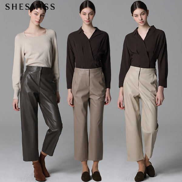 쉬즈미스 쉬즈미스 쉬즈미스 SHESMISS 페이크 레더 팬츠 택가격138000원