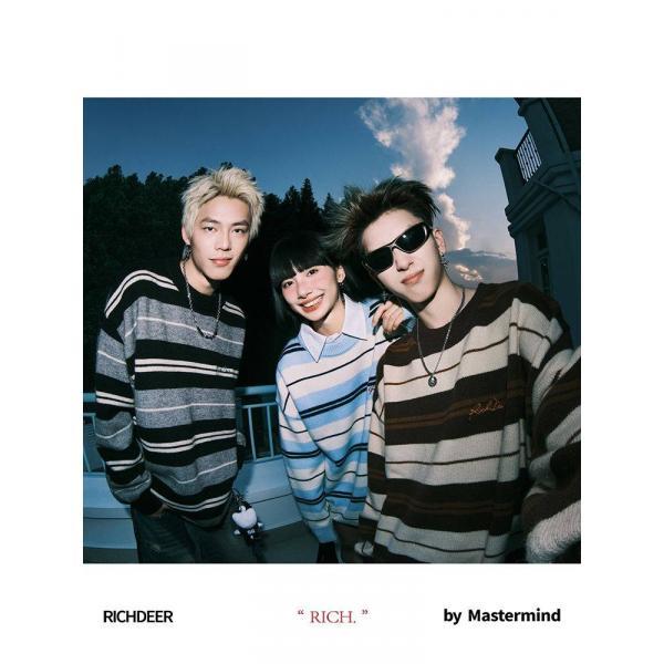 리치디어 아메리칸 빈티지 폴라폴리스 남녀 스트라이프 니트 커플 아우터 톤 다운 라운드 긴팔 니트