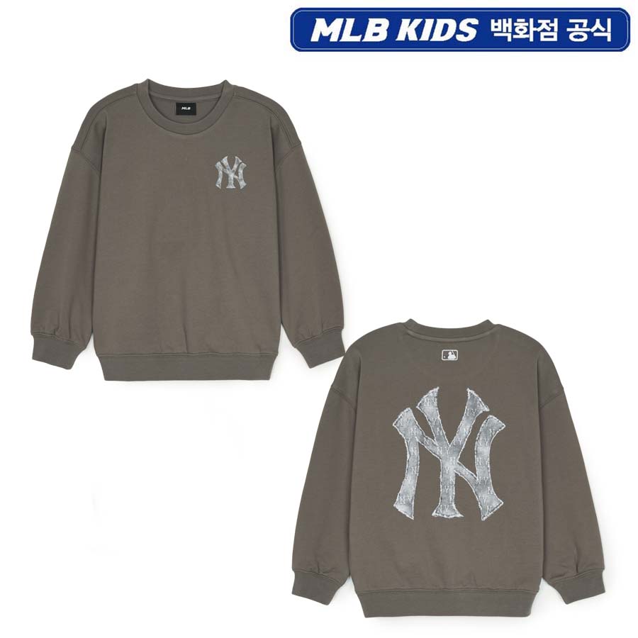 MLB키즈 엠엘비키즈 모노그램 데님아트웍 빅로고 맨투맨 뉴욕양키스 7AMTM0451-50CGL