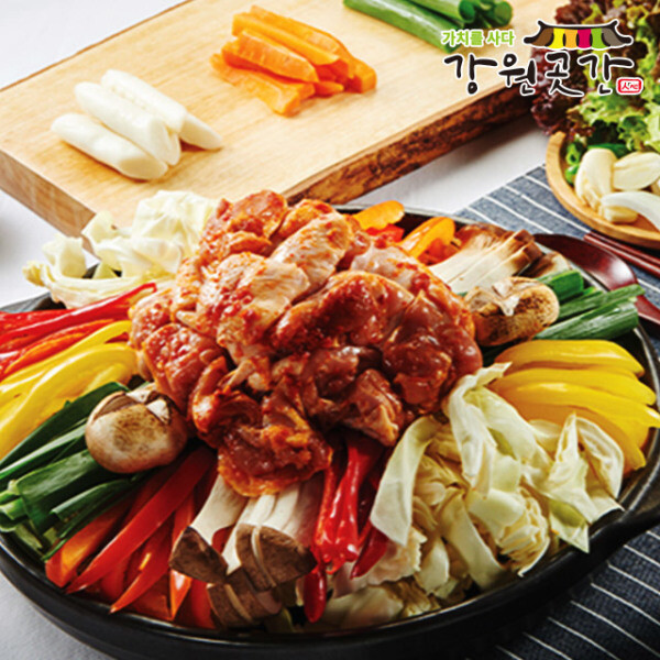 춘천직송 참 닭갈비 1kg 4인분 국내산 통닭다리살 수제 양념 전통맛 야채 사리 미포함