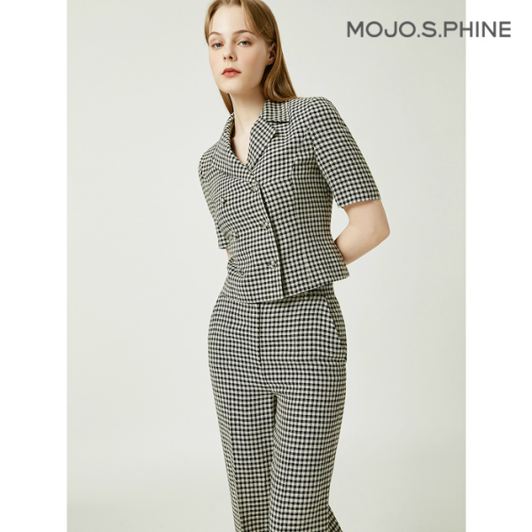 모조에스핀 모조에스핀 여성 더블 단추 크랍자켓 다비온 자켓 트위드 재킷 Checked fabric CH1 77