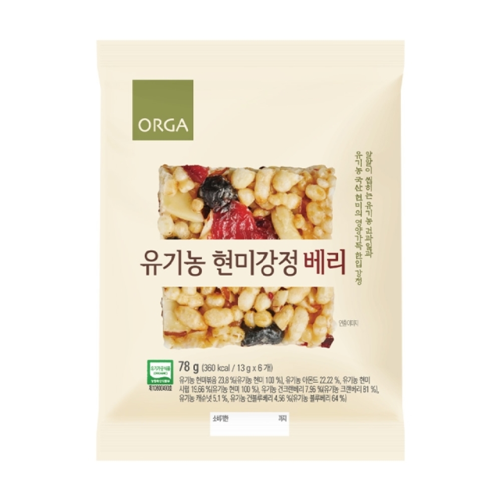 올가홀푸드 올가 유기농 현미강정 베리 13gx6개