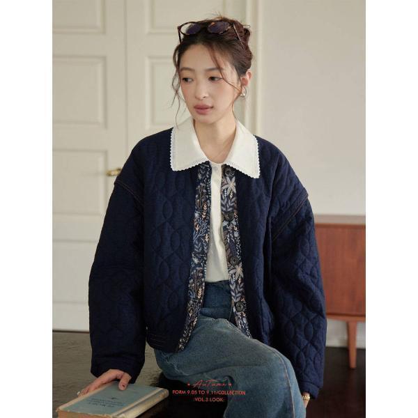 화이트 스케치 스튜디오 샤오위 구도라지 빈티지 자수 윤곽 슬림하고 슬림한 신슐레이트 점퍼
