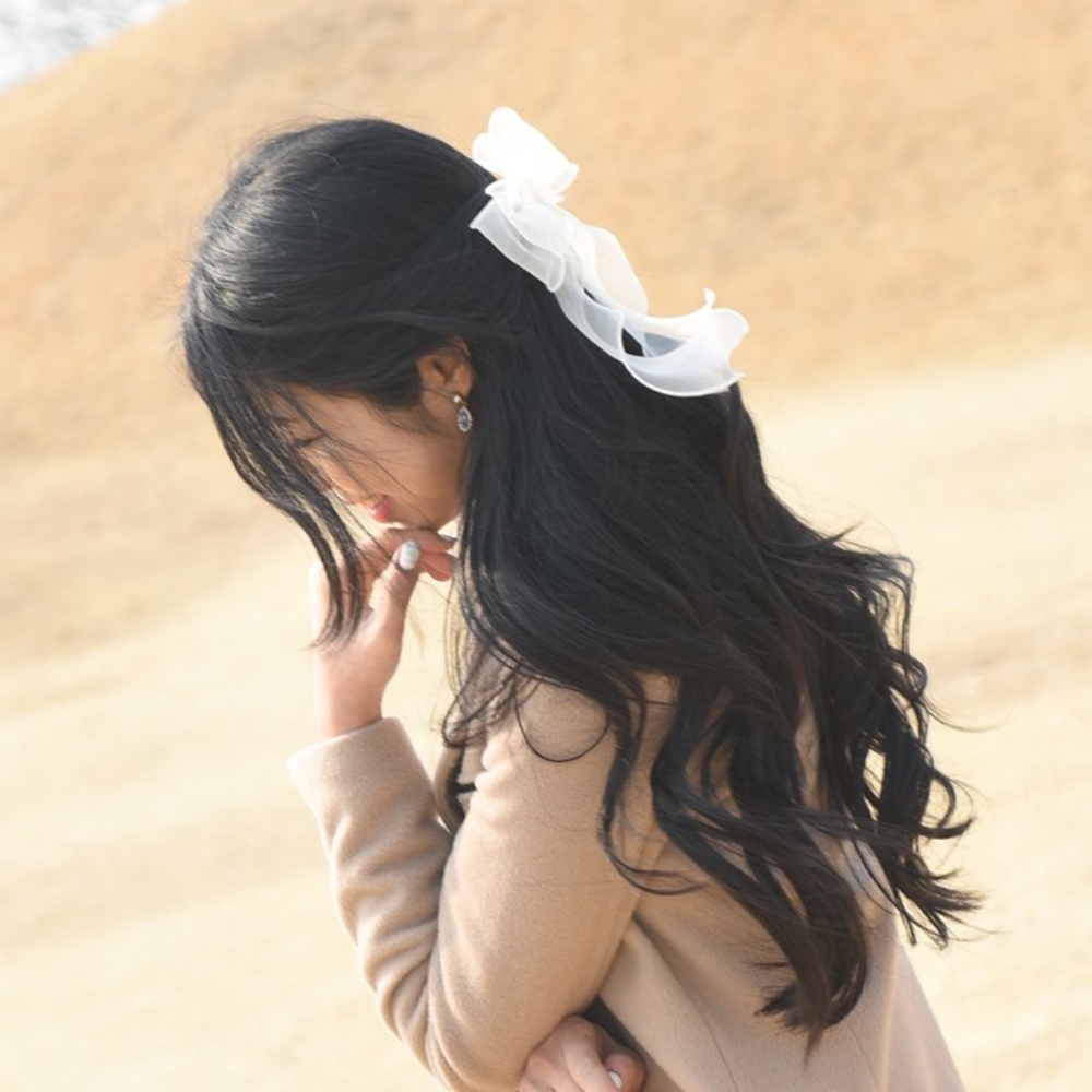쉬폰 헤어핀 레이스 긴 더블 리본 WWA36E78
