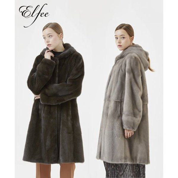 진도모피 가 2790000원 진도 Elfee 휘메일 유색 밍크후드코트 E7W3EC08