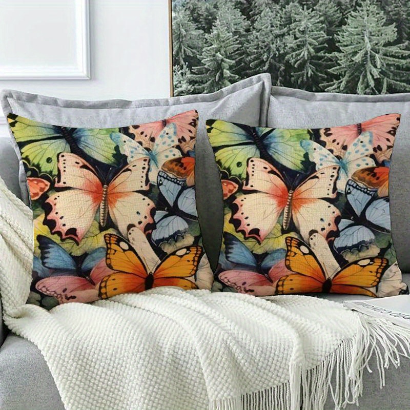 2pcs 장식 실내 장식 나비 고세부성 베개 케이스 홈 소파 소파 리넨 100