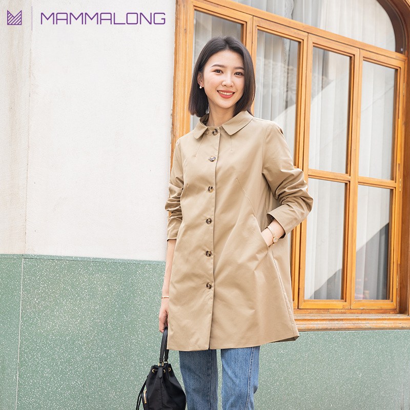 맘마롱 엄마옷 고급 봄 가을 카라넥 코트 카키