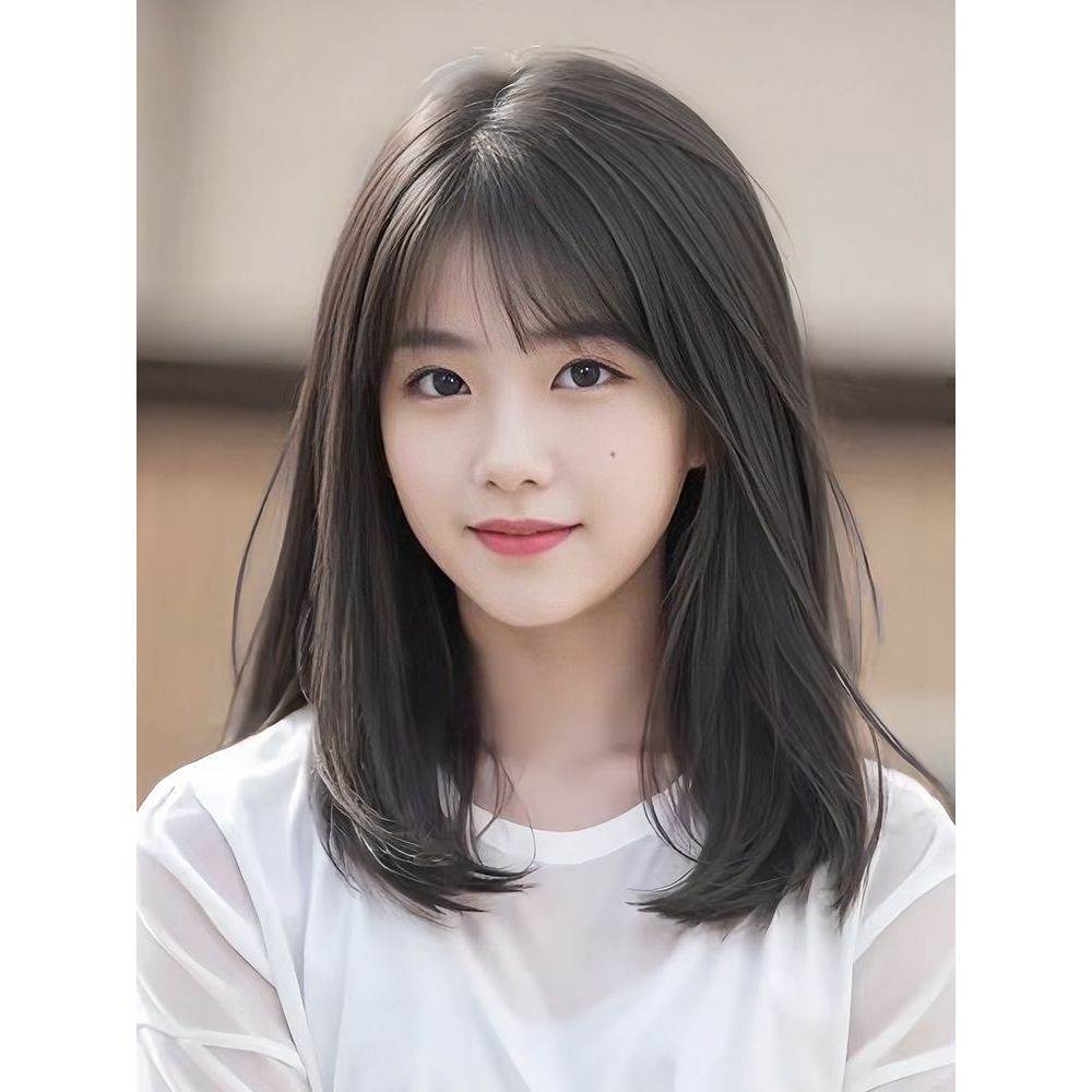 용 중단발가발 자연스러운 어깨 길이 쇄골까지 고열사 인모 통가발 내추럴 단발