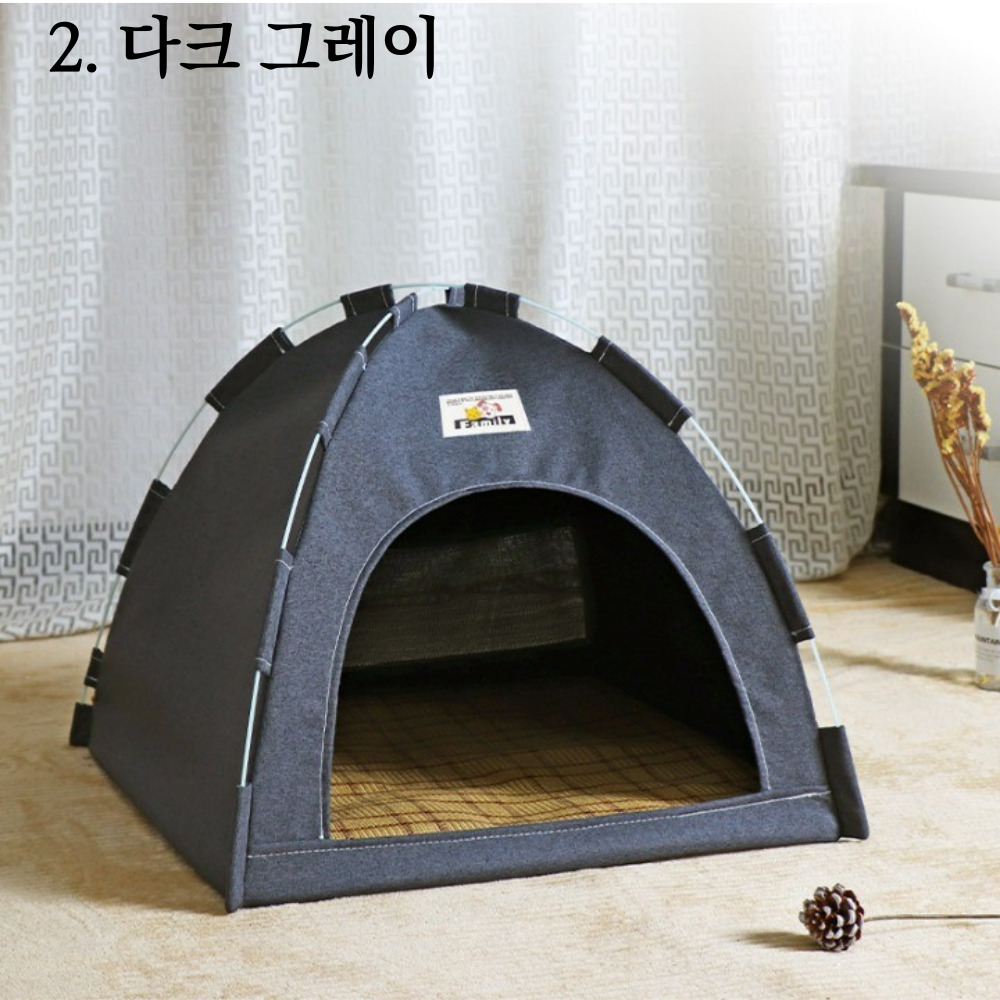 에브리샤인 고양이텐트 강아지 반려동물 대형 벨벳 텐트 하우스 숨숨집 개집 펫 애견 다팜MALL S 2 다크 1개
