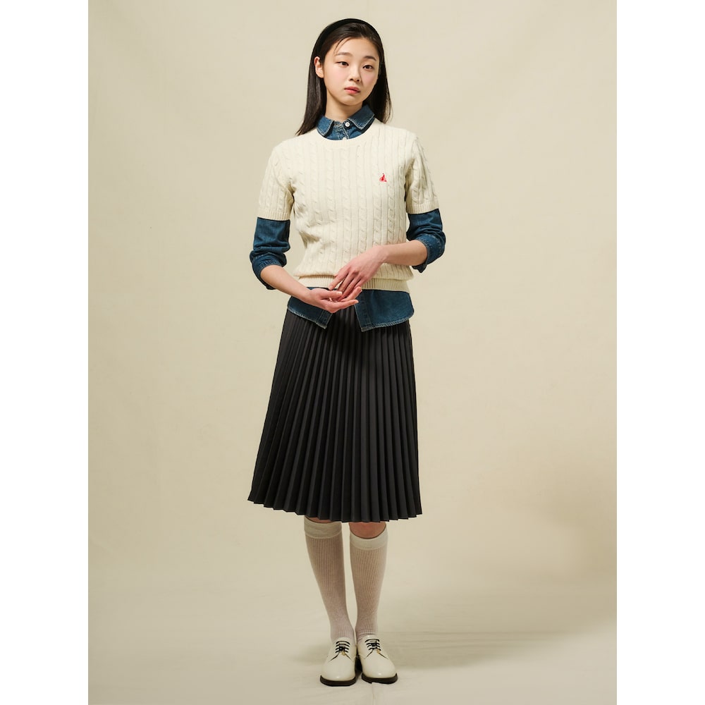빈폴레이디스 코튼 케이블 라운드넥 반소매 풀오버 BF5251E011
