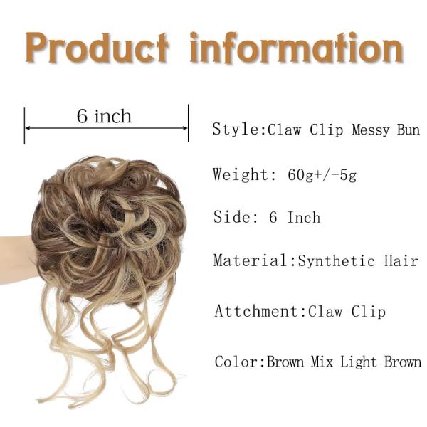 안전로프 합성 지저분한 번 헤어 클로 클립 UPDO 곱슬 머리 인조
