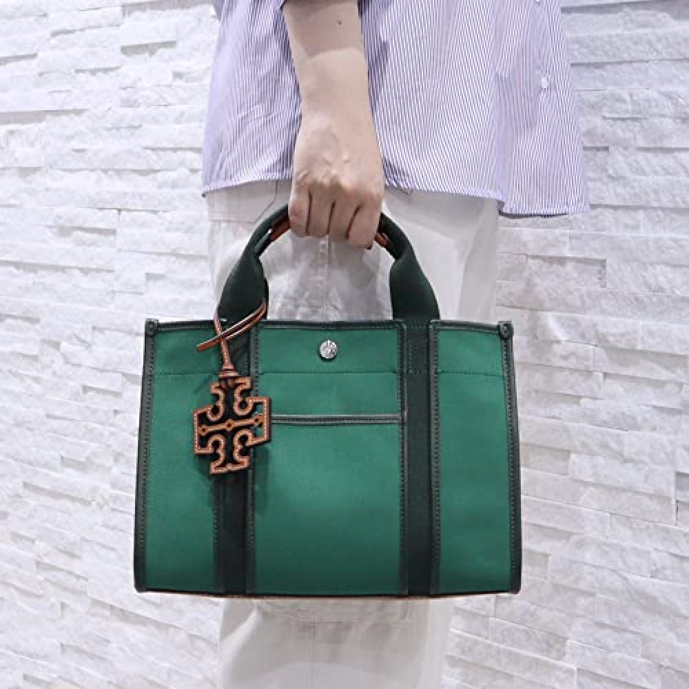 토리버치 수입품 DEEP GREEN TWILL SMALL TORY TOTE A 142577 300