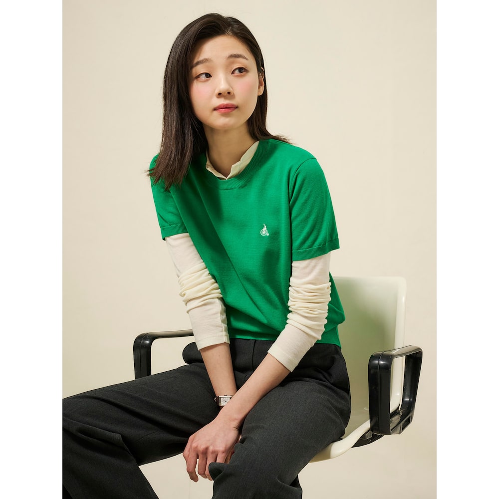 빈폴레이디스 코튼 혼방 반소매 풀오버 그린 BF5251C03M
