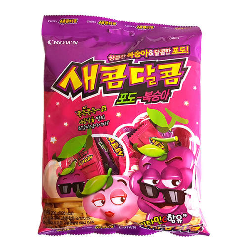 크라운 크라운제과 새콤달콤 포도 복숭아 200g 10개