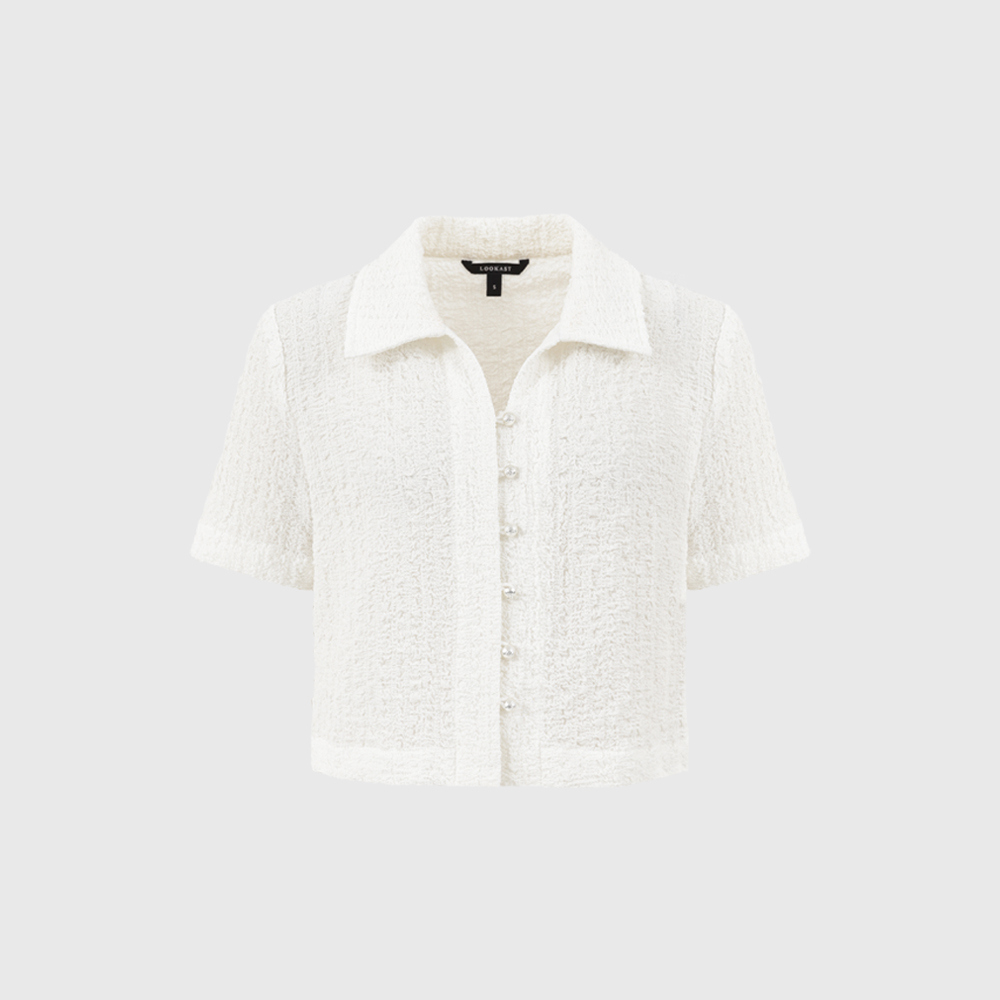 룩캐스트 룩캐스트 브리트니 크롭 윙클 블라우스 BRITNEY CROP WRINKLE BLOUSE M