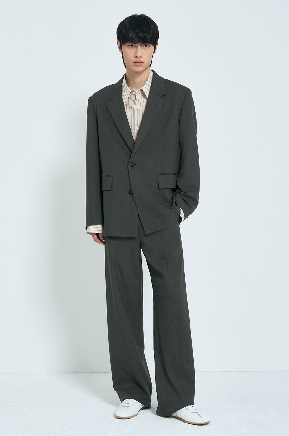시스템옴므 SYSTEM HOMME 백 밴딩 와이드 셋업 팬츠 DG SH2F1WPC551M