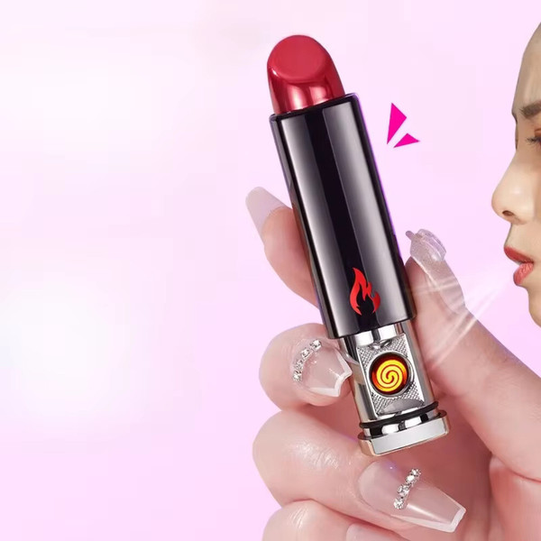 명품라이터 신기한 특이한 라이터 음성 제어 텅스텐 스레드 립스틱 USB 충전 방풍 휴대용 전자 담배