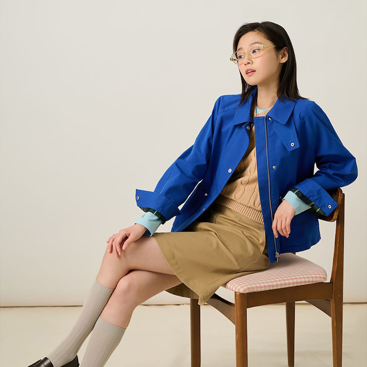 빈폴레이디스 클래식 헌팅 디테일 쇼트 점퍼 블루 BF5239C05P