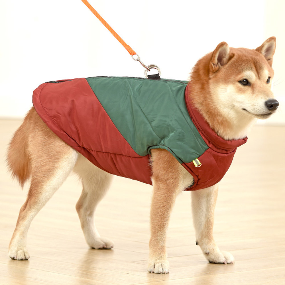 대형견 겨울옷 패딩 진돗개 16 글로시 30 40 50Kg 파이 시바견옷 점퍼 1 빈티지 배색 먹색 S사이즈 체중 3-5근 참조