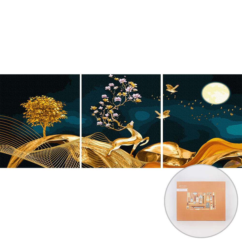 아트조이 DIY 명화 그리기 3단세트 40 x 50 cm 꽃이 피어난 사슴동산 1개