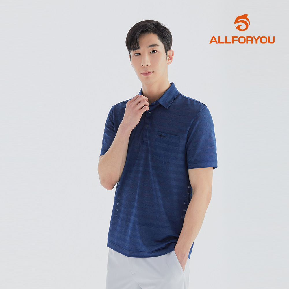 올포유 올포유 올포유 모델착장 남성 스트라이프 메쉬 카라 반팔 티셔츠 G AGTYL3431-915