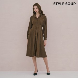 SOUP 숲 버튼 플레어 롱 원피스 SABOPH1