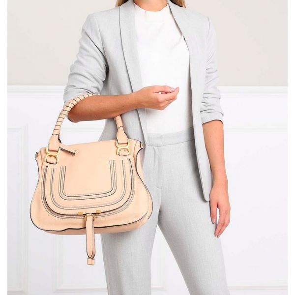 끌로에 CHLOE Chloe Marcie Medium Satchel Crossbody Shoulder Bag Delicate Blush