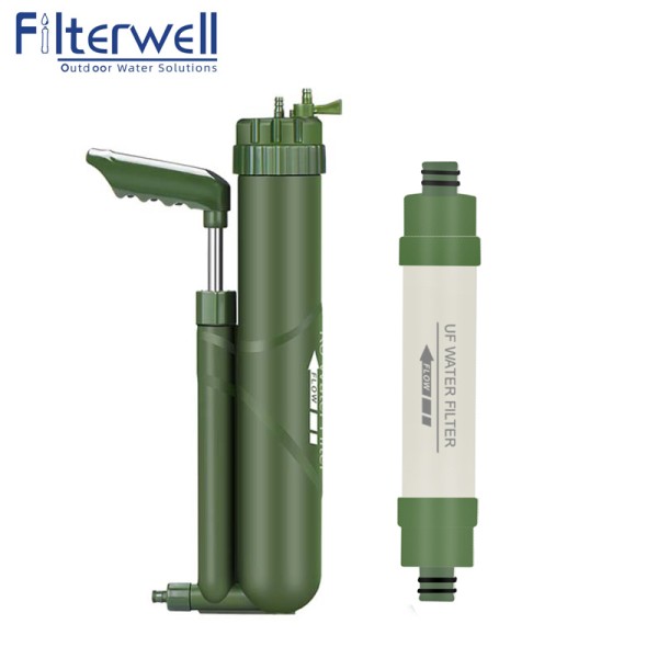 Filterwell 관광 워터 필터 펌프 야외 음주 시스템 여행 하이킹 서바이벌 키트 와일드 캠핑