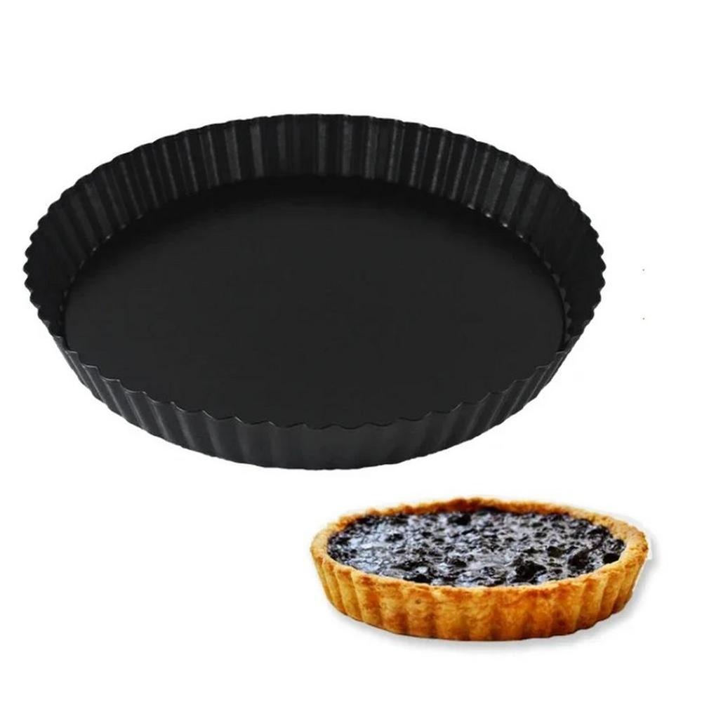 타르트 키치 팬 몰드 파이 피자 케이크 라운드 탈착식 바닥 플루트 무거운 짐 작업 제빵기 1 diameter
