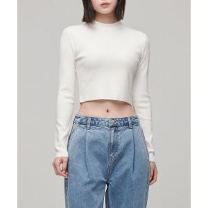 MUSINSA STANDARD WOMAN 우먼즈 슬림 크롭 모크 넥 니트
