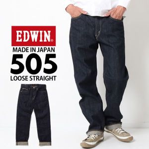 EDWIN 에드윈 50s 루즈 스트레이트 팬츠 Lot 데님 청바지 지판 G빵 와이드 느긋하게 굵은 유 505ZX E50550
