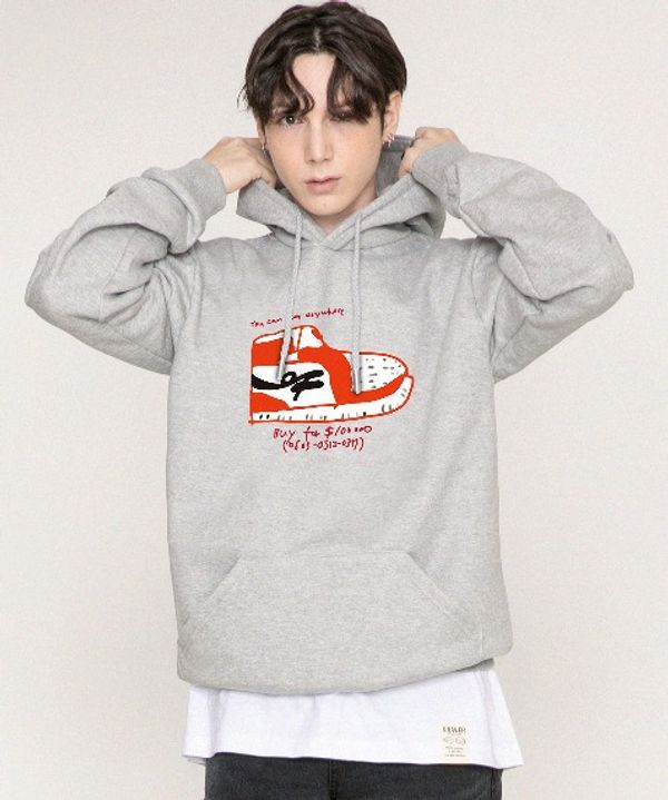 그레이버 UNISEX 오에프 슈즈 센터 후드티 로고 G M -HG 23 - 3-GY-R