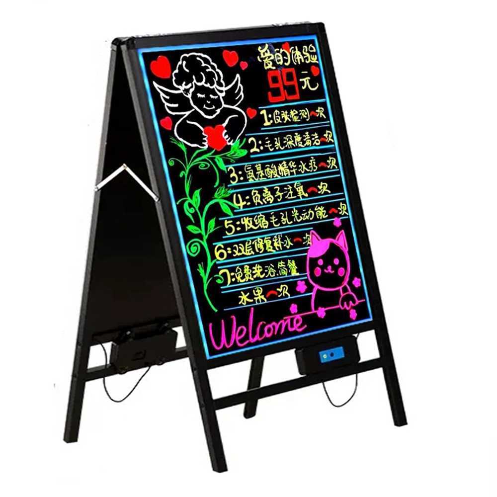 LED 칠판 네온보드 무선 형광 간판 스탠드 입간판 상세페이지 참고 단면 충전 스타일 40x60